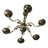 6-branch chandelier in gilded brass