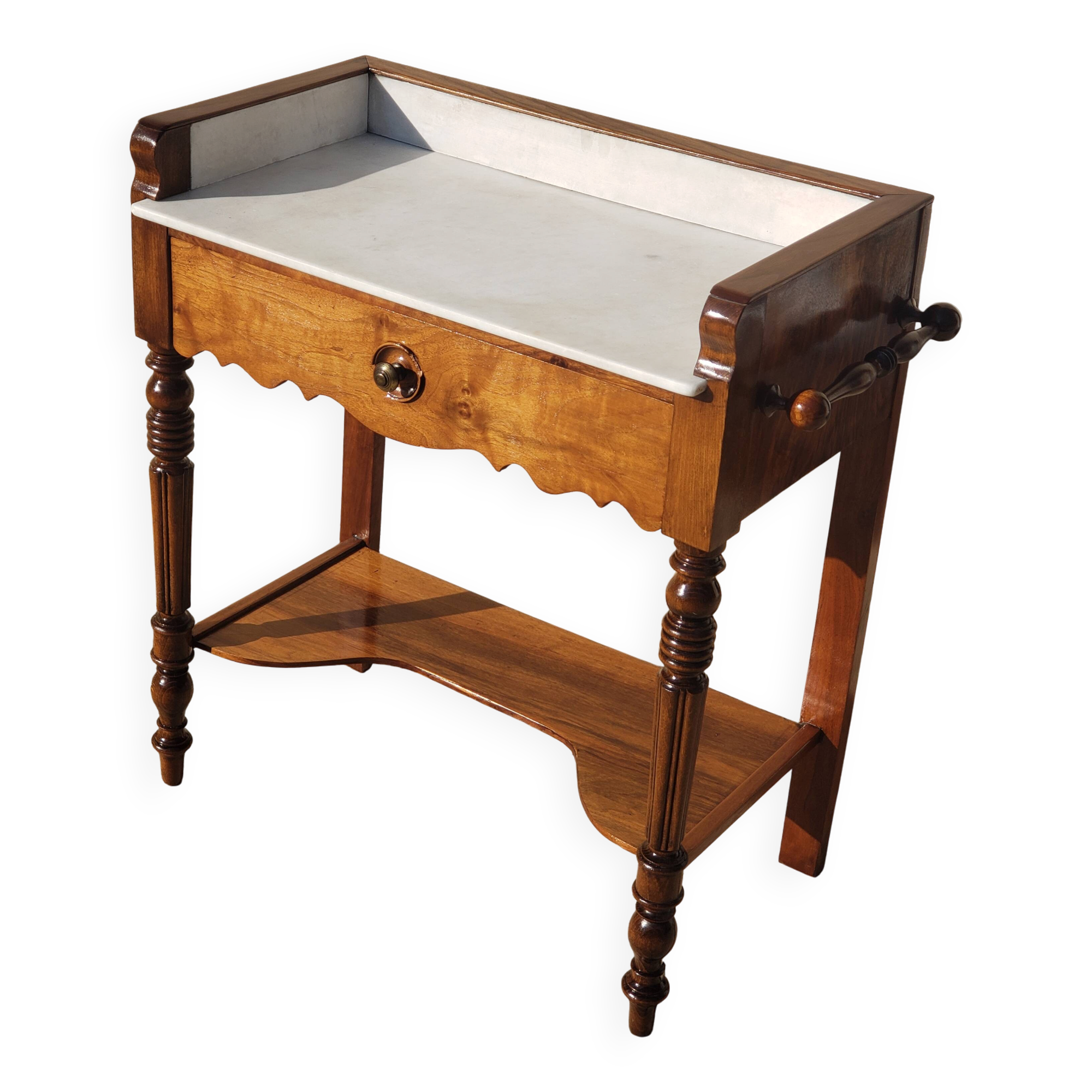 Vintage console hairdresser in walnut, Art Deco Louis Philippe style.