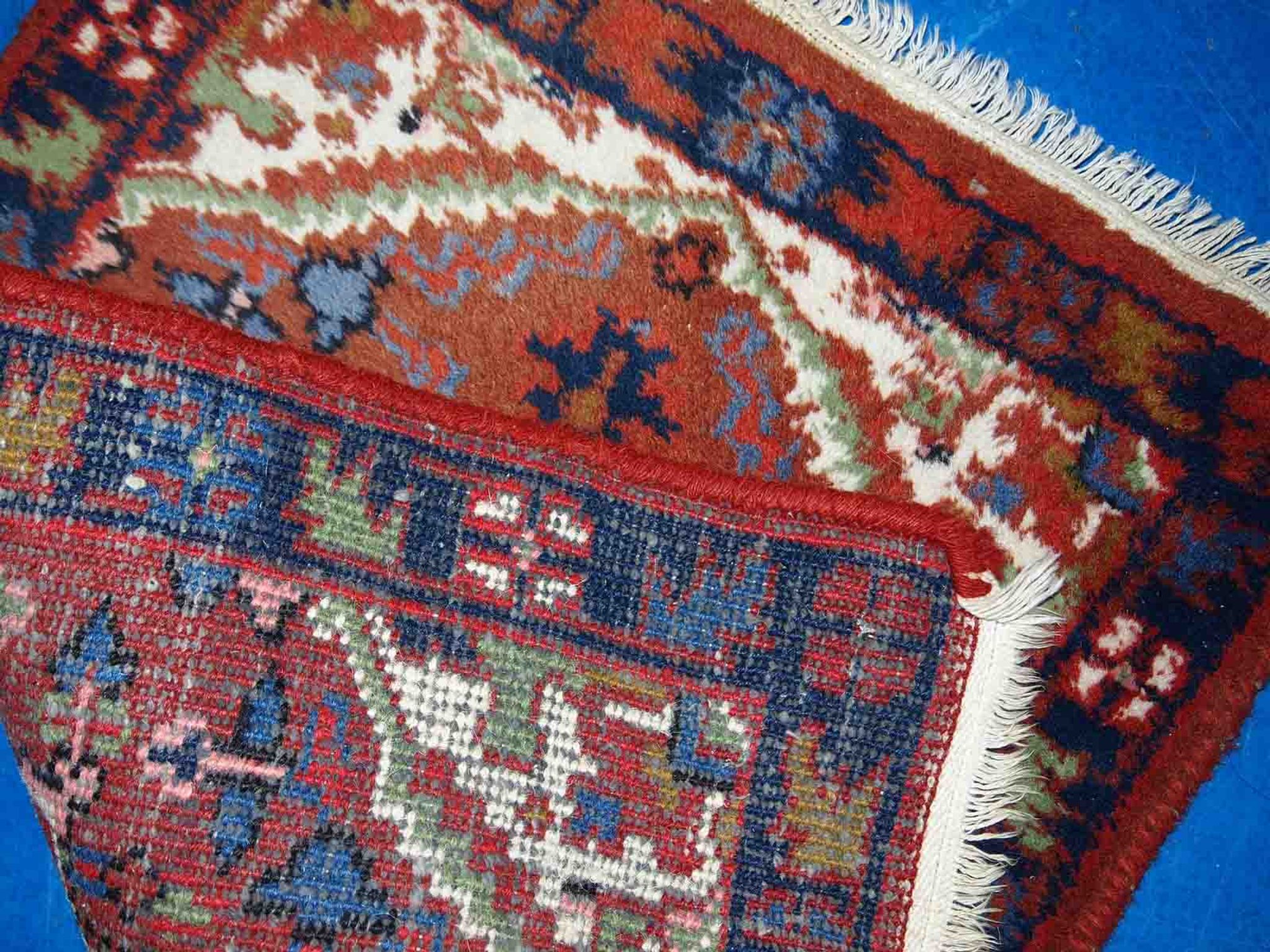 Tapis vintage Persan Hamadan fait main 50cm x 70cm 1970s 1C753