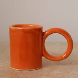 Handmade ceramic coffee mug with large handles