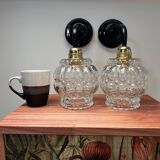 Paire d’appliques murales en verre vintage