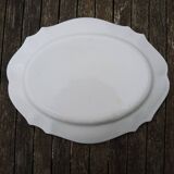 Antique Large Oval Earthenware Dish with Floral Decor