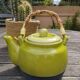 Anise green ceramic teapot, bamboo handle