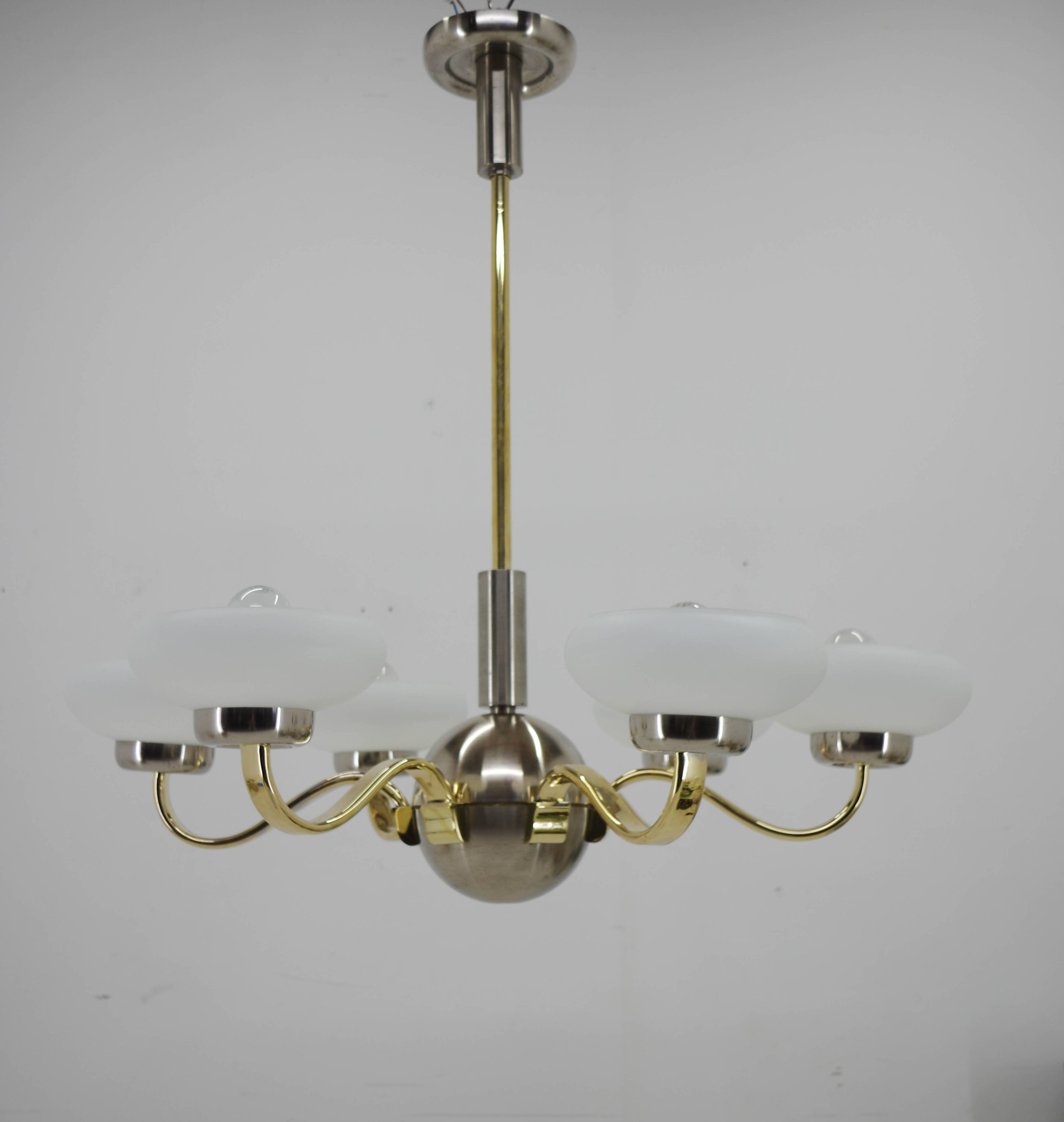 Large Art Deco Chandelier, 1930s, Restored