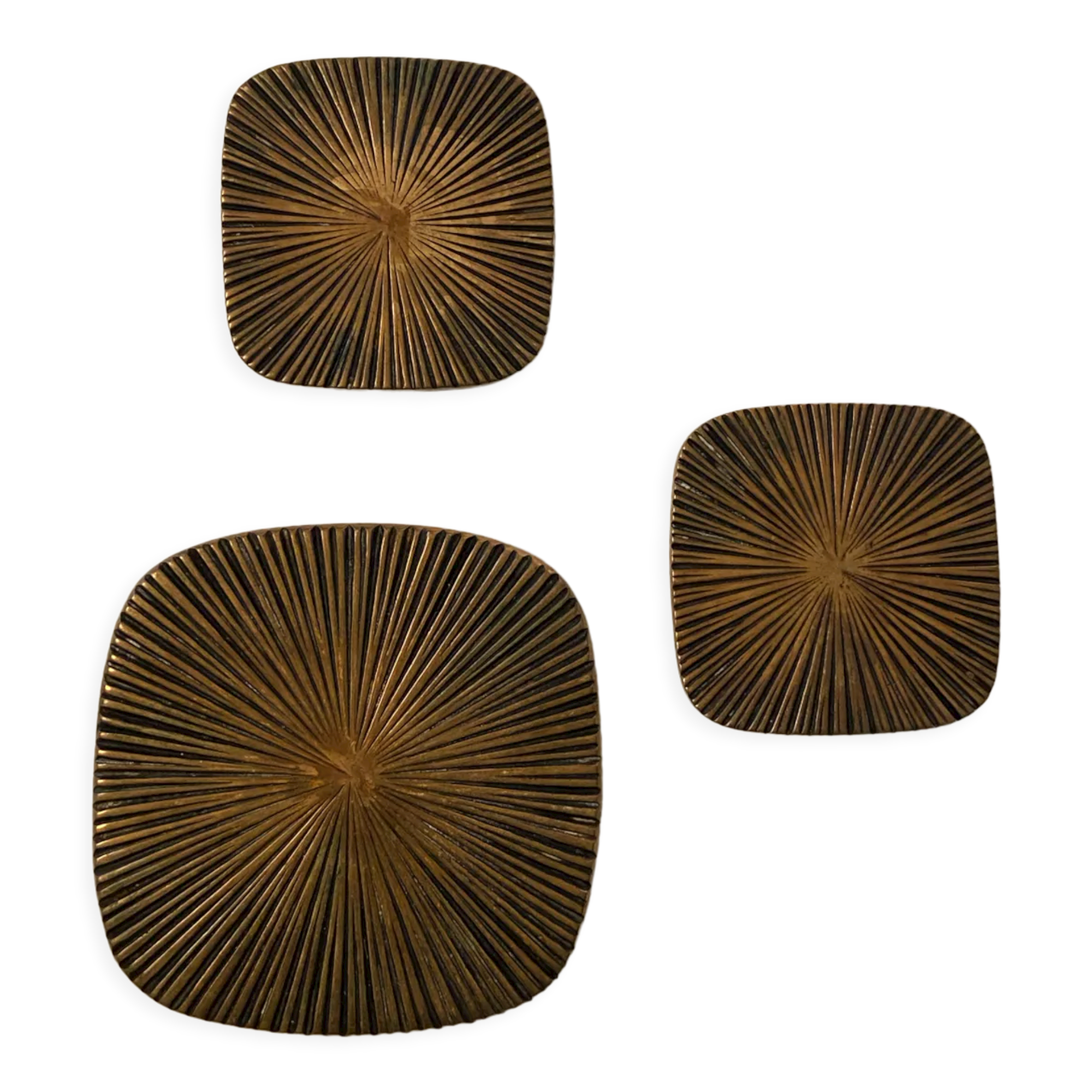 Set of three bronze mats
