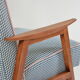 Fauteuil Lune pieds de poule bleu