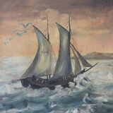 Large oil on marine canvas
