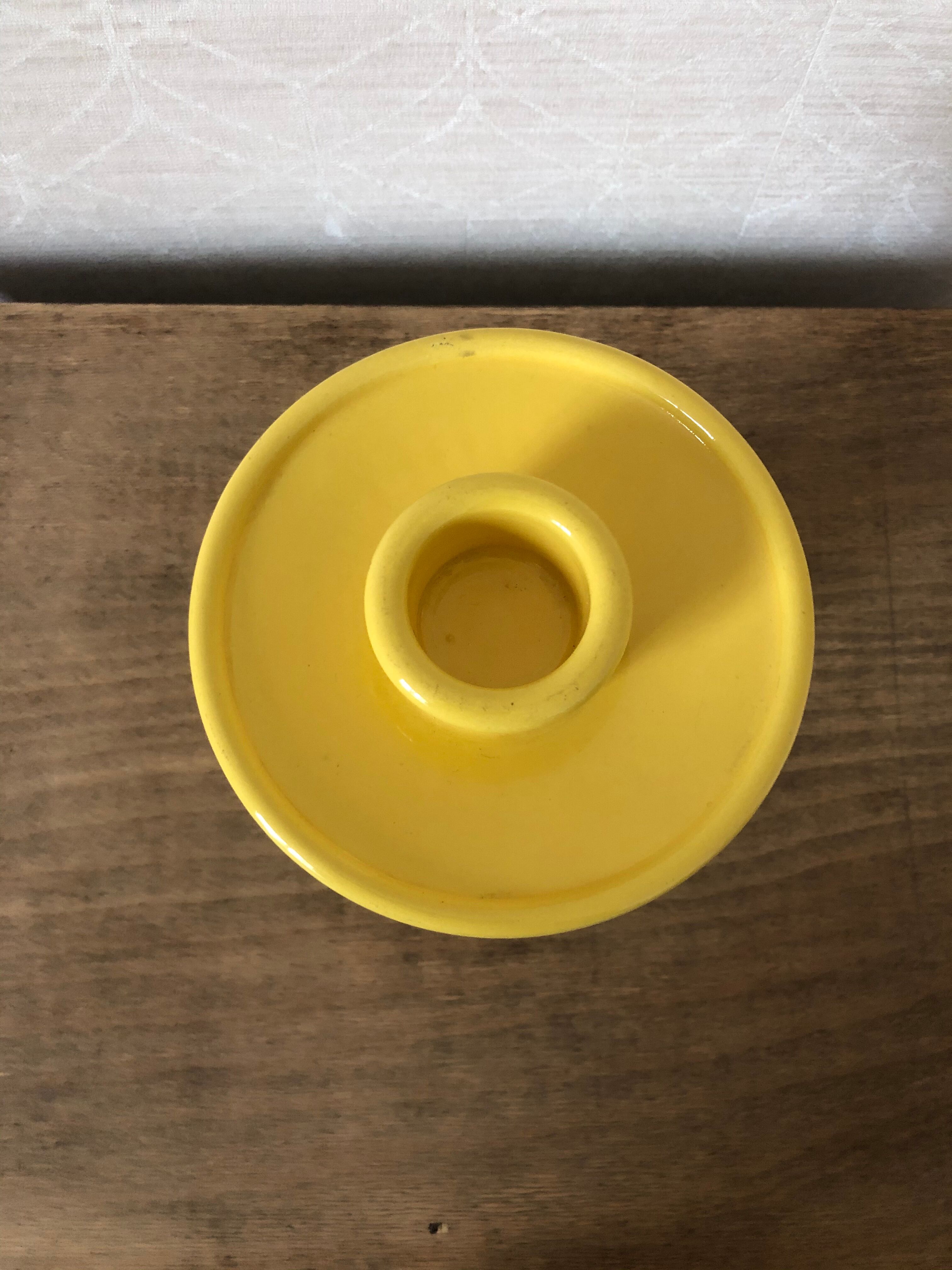 Vintage yellow ceramic candlestick