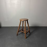 Midcentury brutalist wood turned stool in the style of Charles Dudouyt, 50s