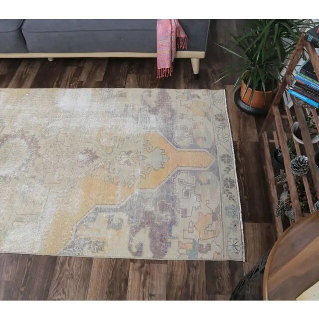 Vintage Turkish Oushak Handmade Wool Runner Rug 114x250
