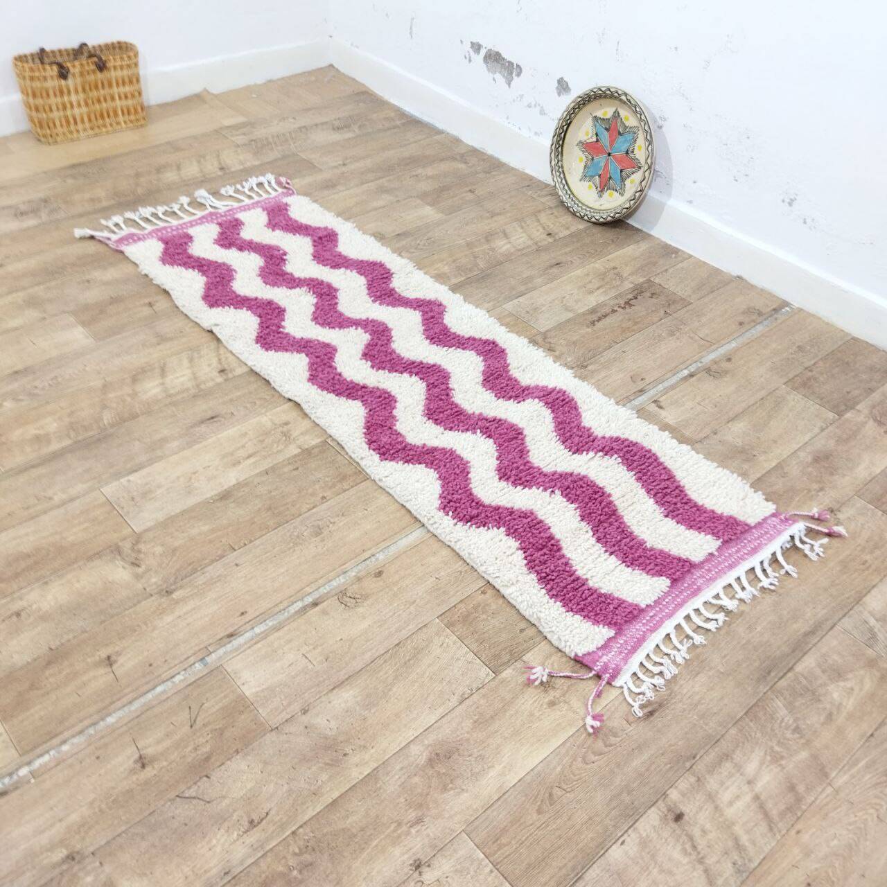 Tapis berbère Couloir Azilal en laine fait main 200 X 65 CM