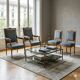 Chairs and antique armchairs in neoclassical style from the 19th century.