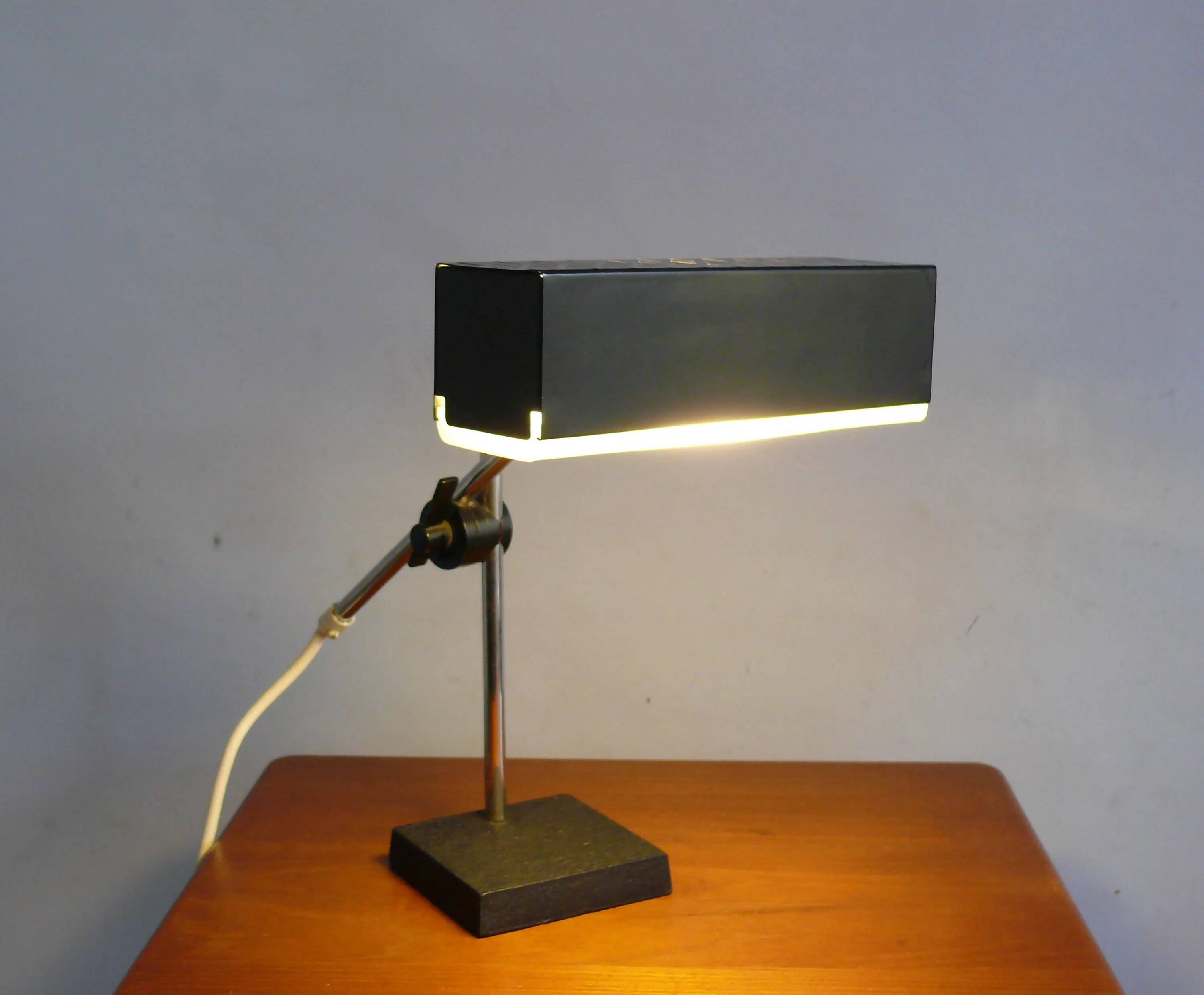 Cubic metal table lamp by Leclaire & Schäfer, 1960s