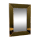 Striking French amber-coloured mirror with sculpted edge details, 1940s