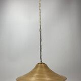 Pencil Reed Rattan Bamboo Hanging Pendant Lamps, Italy, 1970s, Set of 2