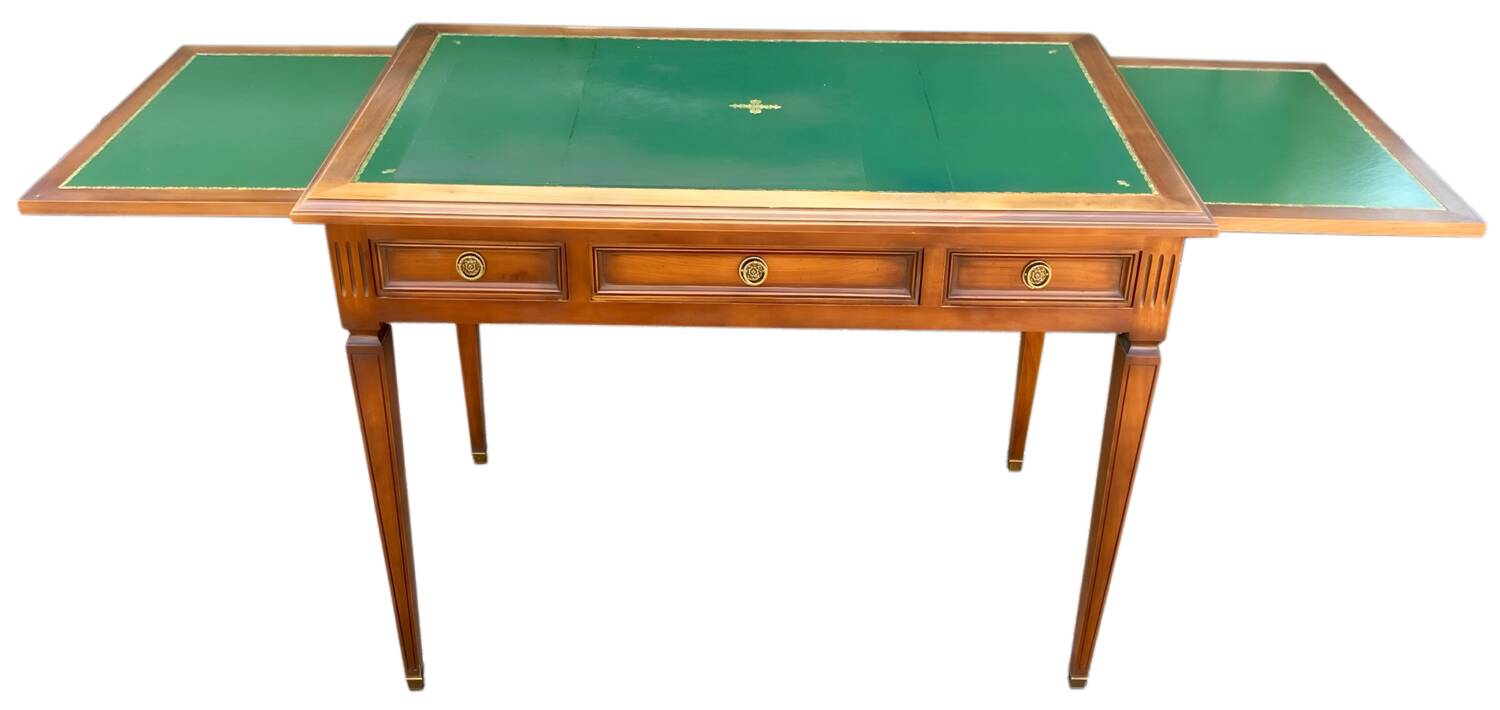 Bureau Louis XVI extensible avec rallonge 3 tiroirs