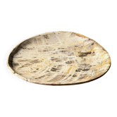 Petit vide poche ou plat en bois pétrifié blanc quadrillé brun D25-20,5