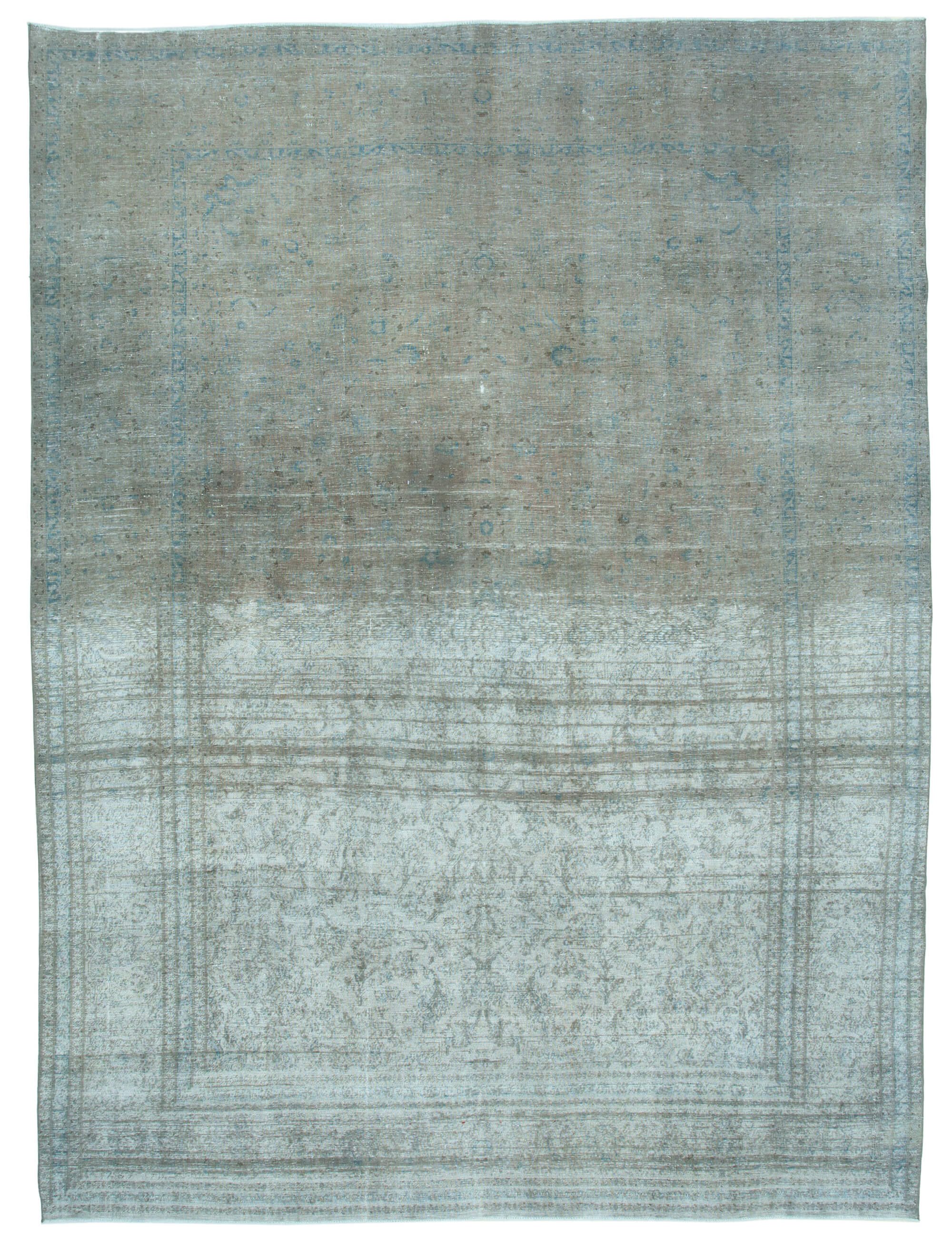 Handwoven persian overdyed 295 cm x 383 cm grey wool carpet