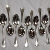 set of 12 table spoons Christofle model "pearls" in silver metal of the 60s