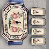 Old dish servant tray ramekin earthenware ceramic henriot quimper bl