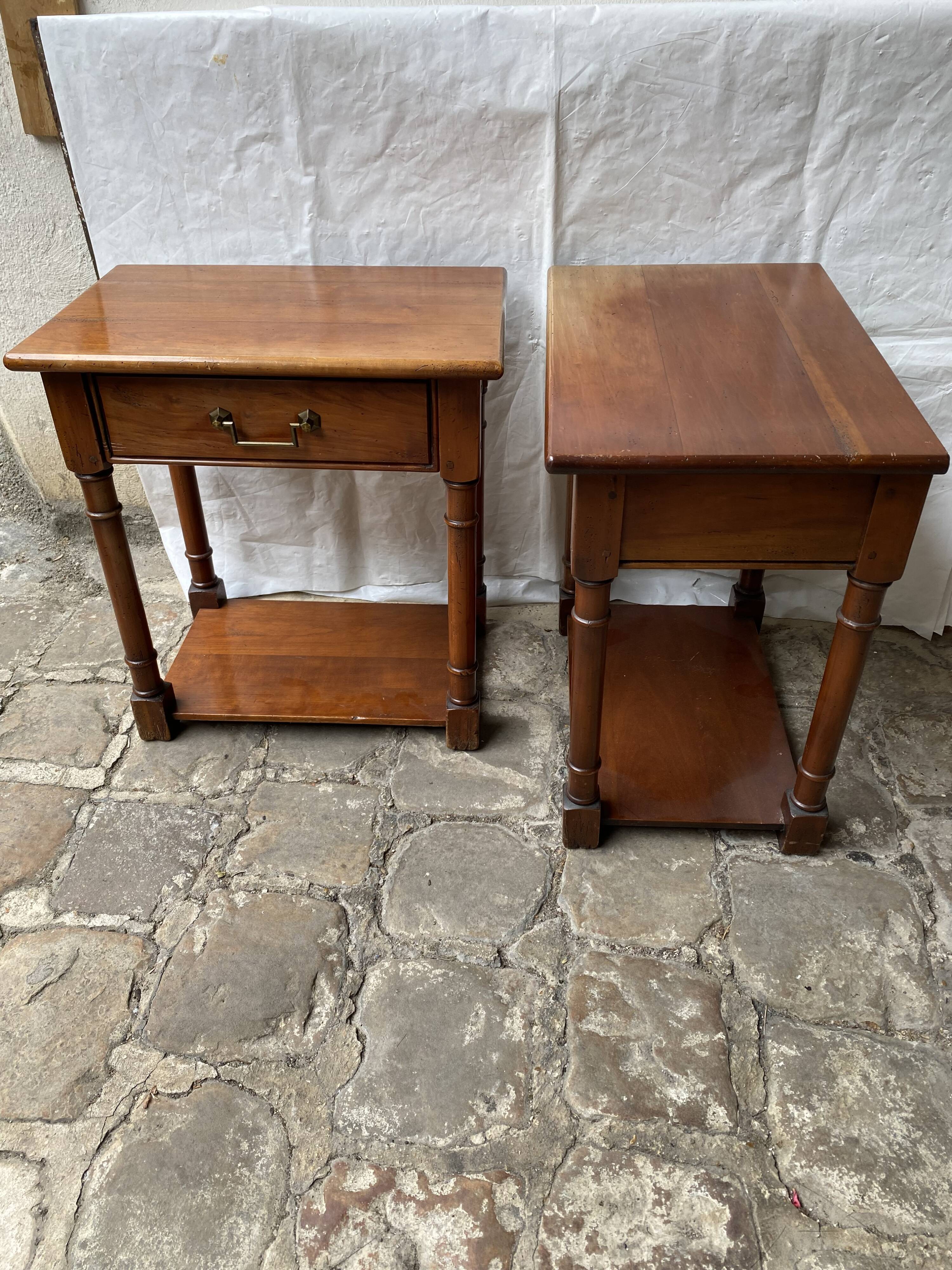 Pair of cherry wood side tables