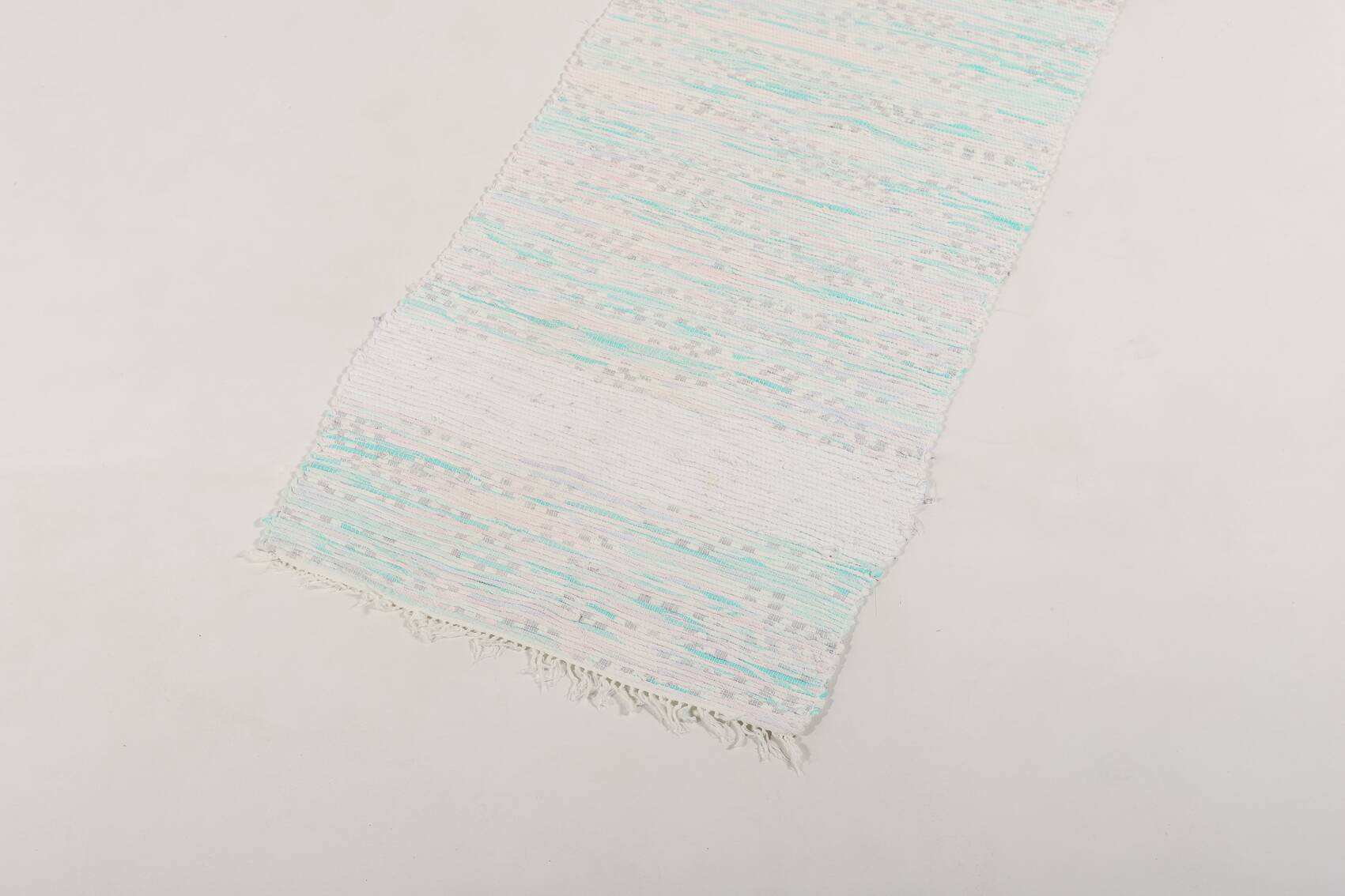 Vintage Scandinavian Hand Woven Recycled fabric rug
