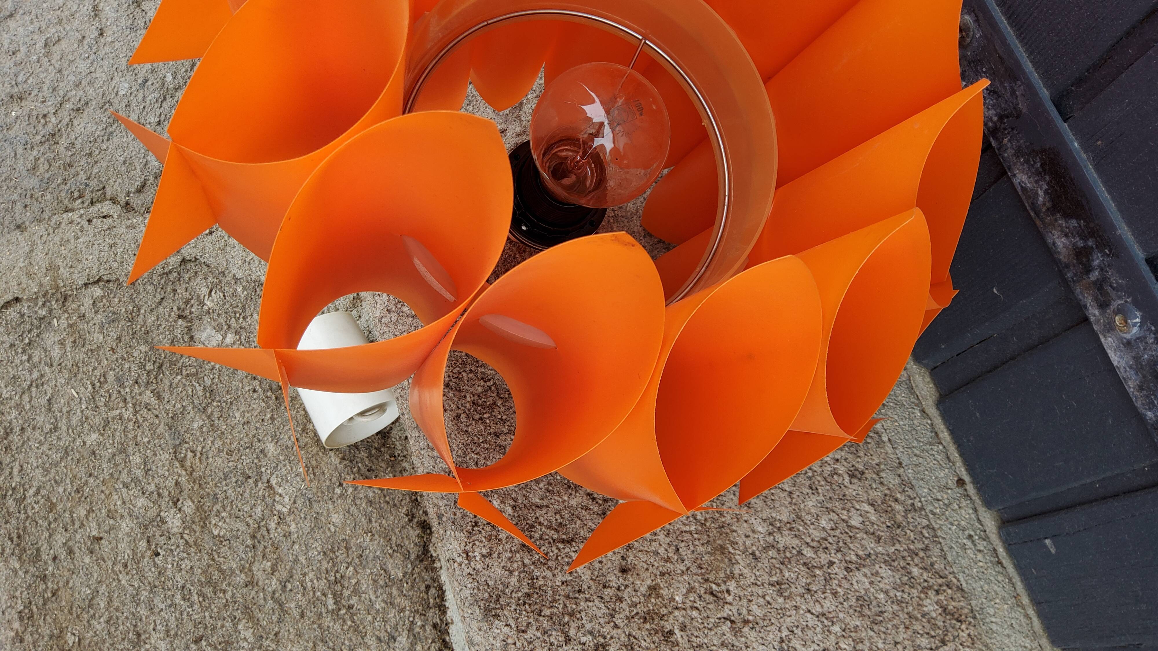 Suspension lamp by Lars Schioler butterfly model Hoyrup Light plastic editor orange 1968