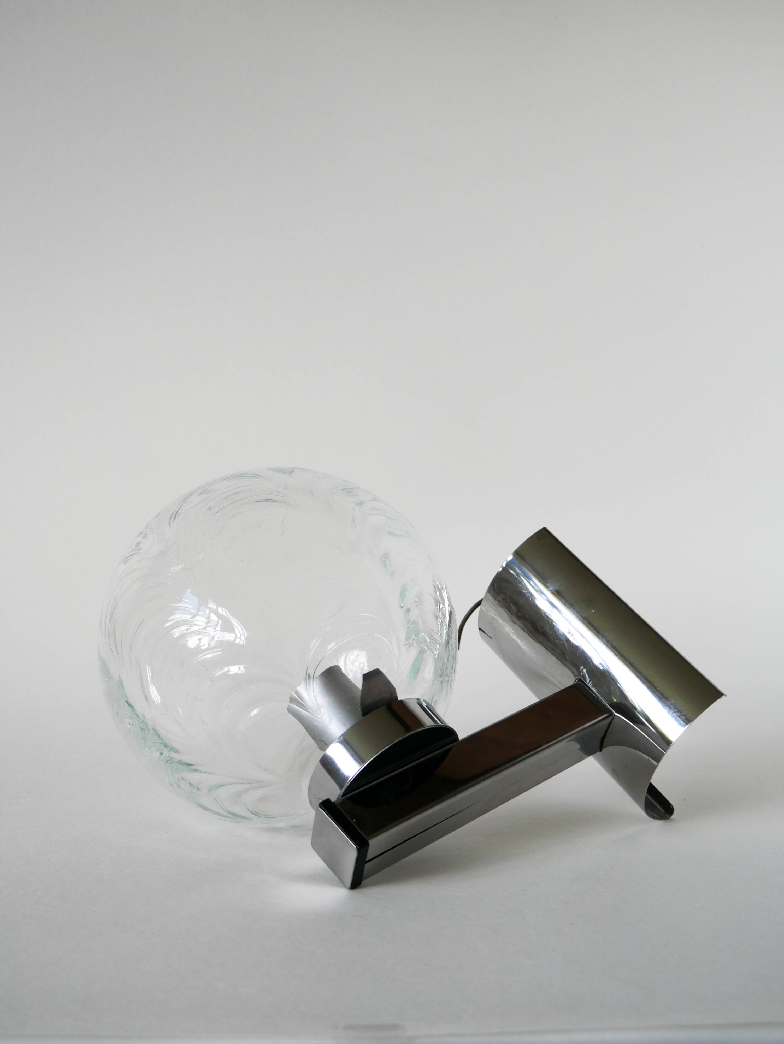 Chrome and molded glass wall lamp, 1970