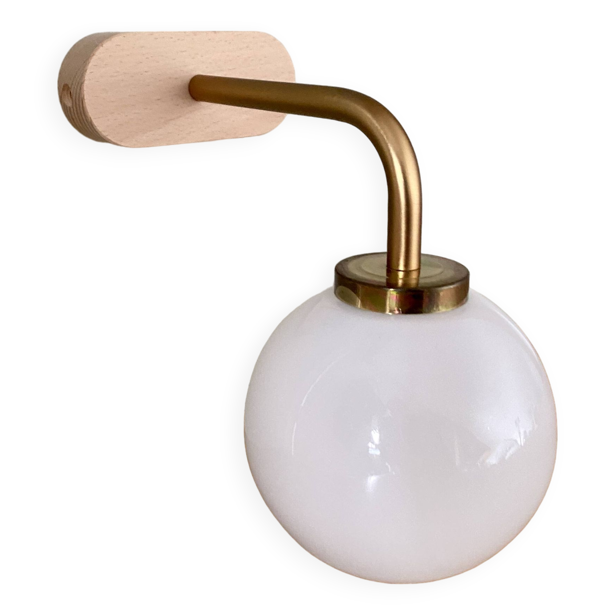 Vintage globe wall lamp in white opaline