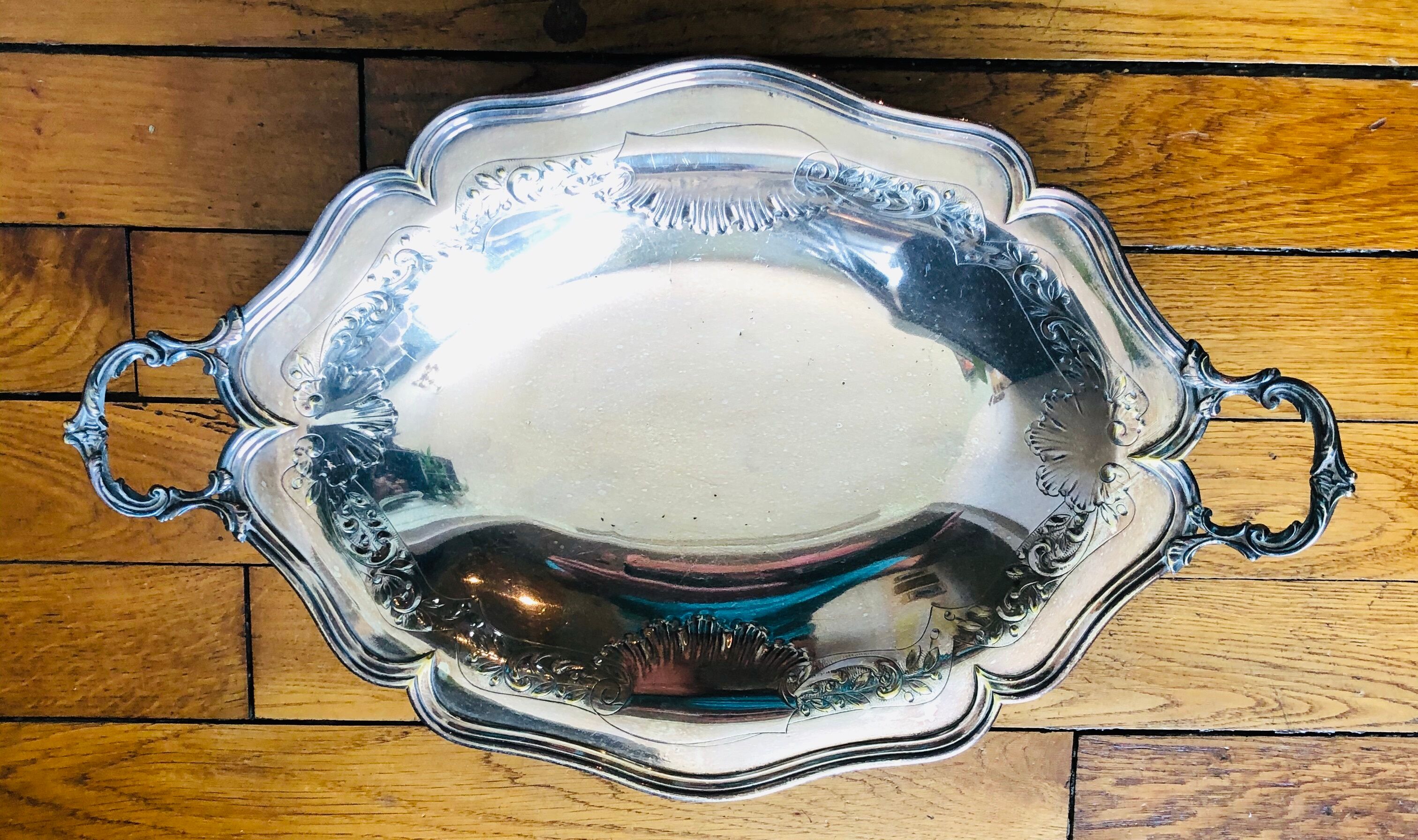 Silver metal tray