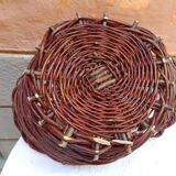 Rare Old handcrafted basket made of cherry branches - peasant folk art