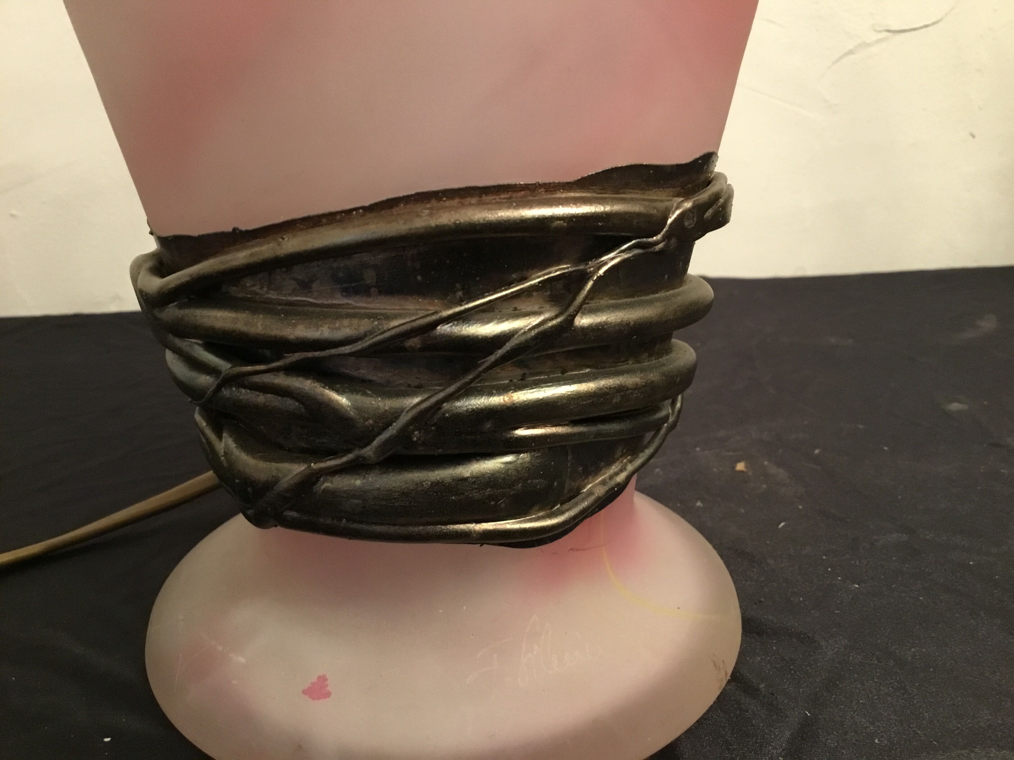 Vase lamp in glass paste and bronze signed Florea SILVIU