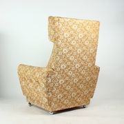 Midcentury Wingchair On Wheels By Ton, Czechoslovakia 1960s