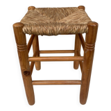 beech stool with straw seat, farmhouse stool