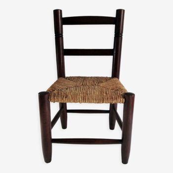 Children's chair in wood and straw