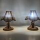 Pair of bamboo rattan caned lamps. Italy 1950s 1960s.