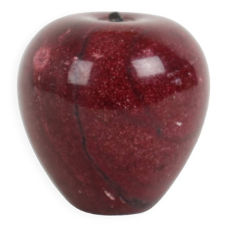Vintage Red Apple Paperweight Polished Marble
