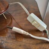 Tripod vintage tafellamp uit de jaren 60 met glazen lampenkap