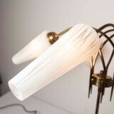 5-branched opaline brass chandelier 60's