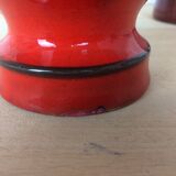 3 red ceramic vases
