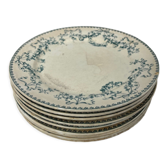 Set of 9 Terre de Fer flat plates - Sarreguemines U&C Mozart