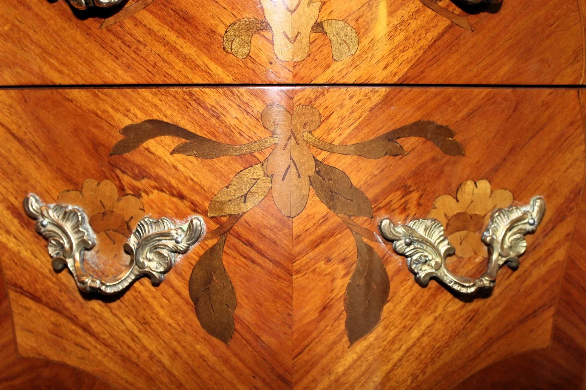 Louis XV style bedside table in marquetry rosewood