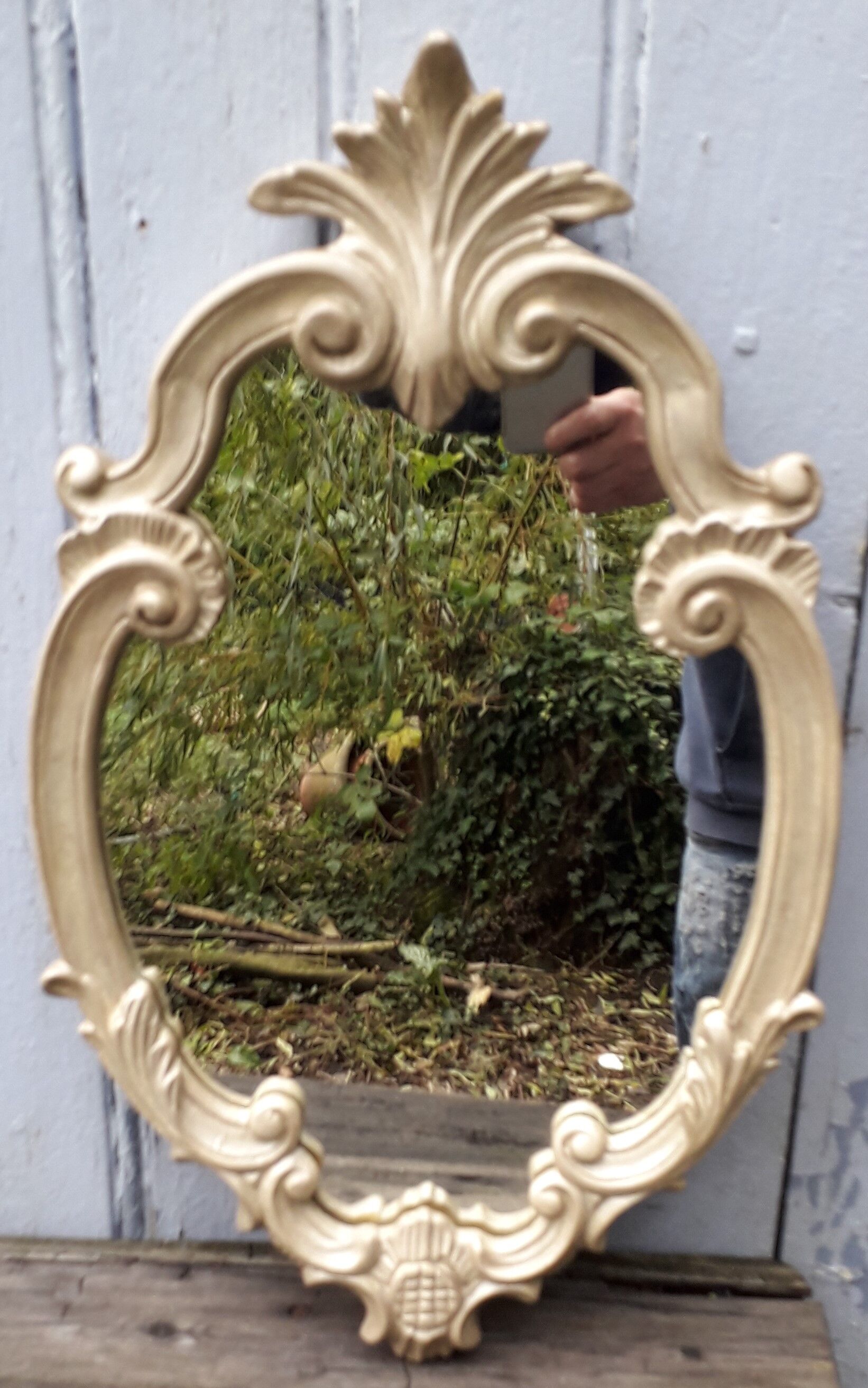 Silver wooden mirror 55 x33 cm