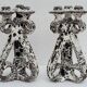 Pair of three-burner candelabra candlesticks by Marius Giuge glazed ceramic Vallauris 1950