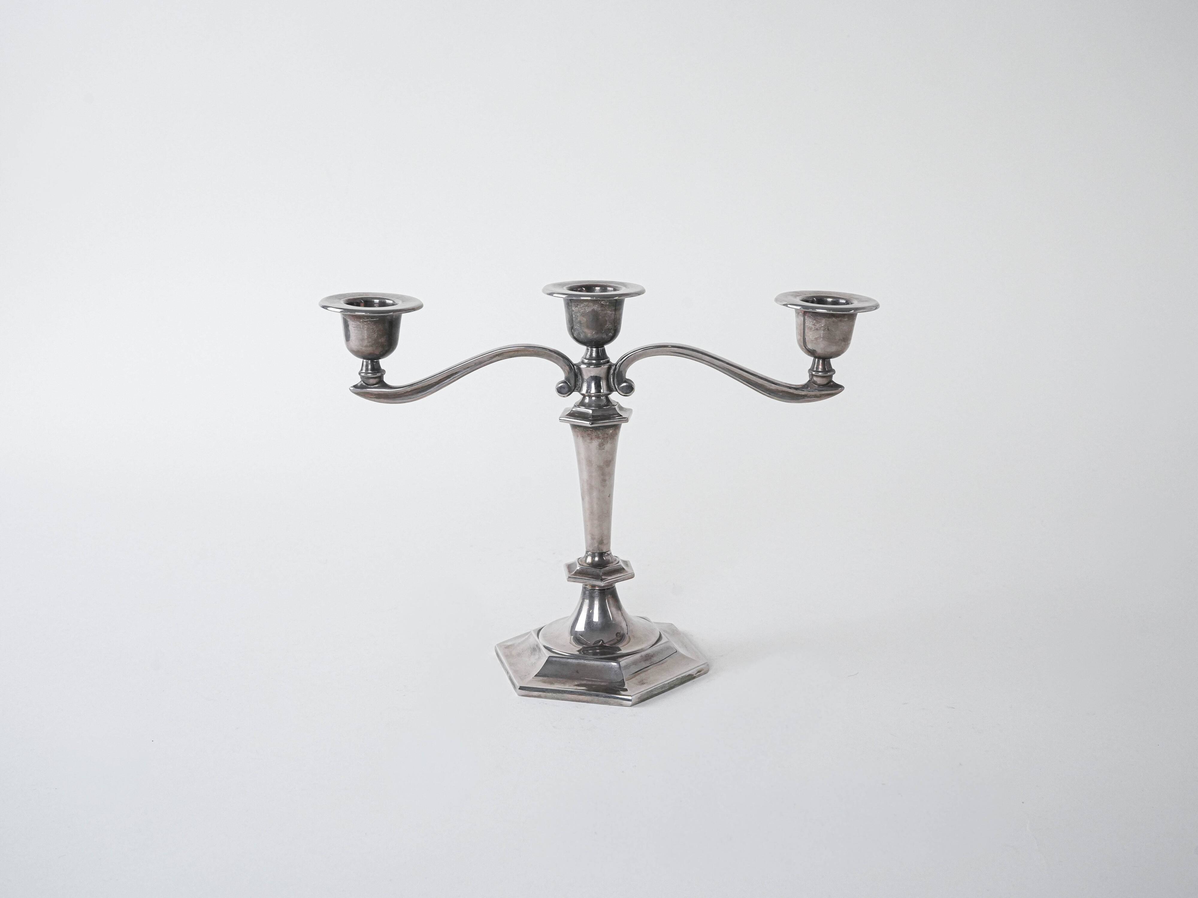 Metal candlestick, Italian design, 1960s, made in Italy