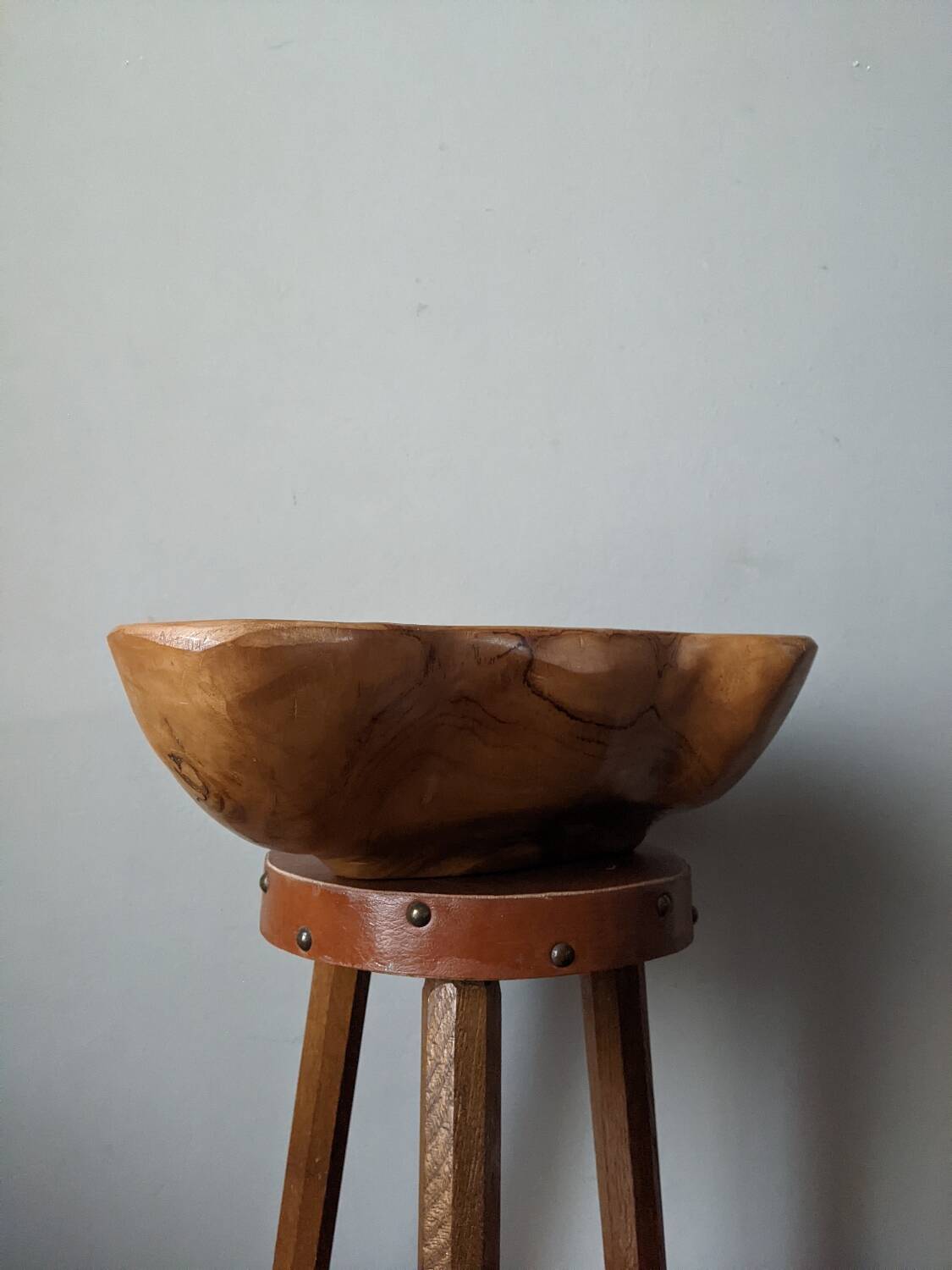 Handcrafted olive wood fruit bowl, country decor.
