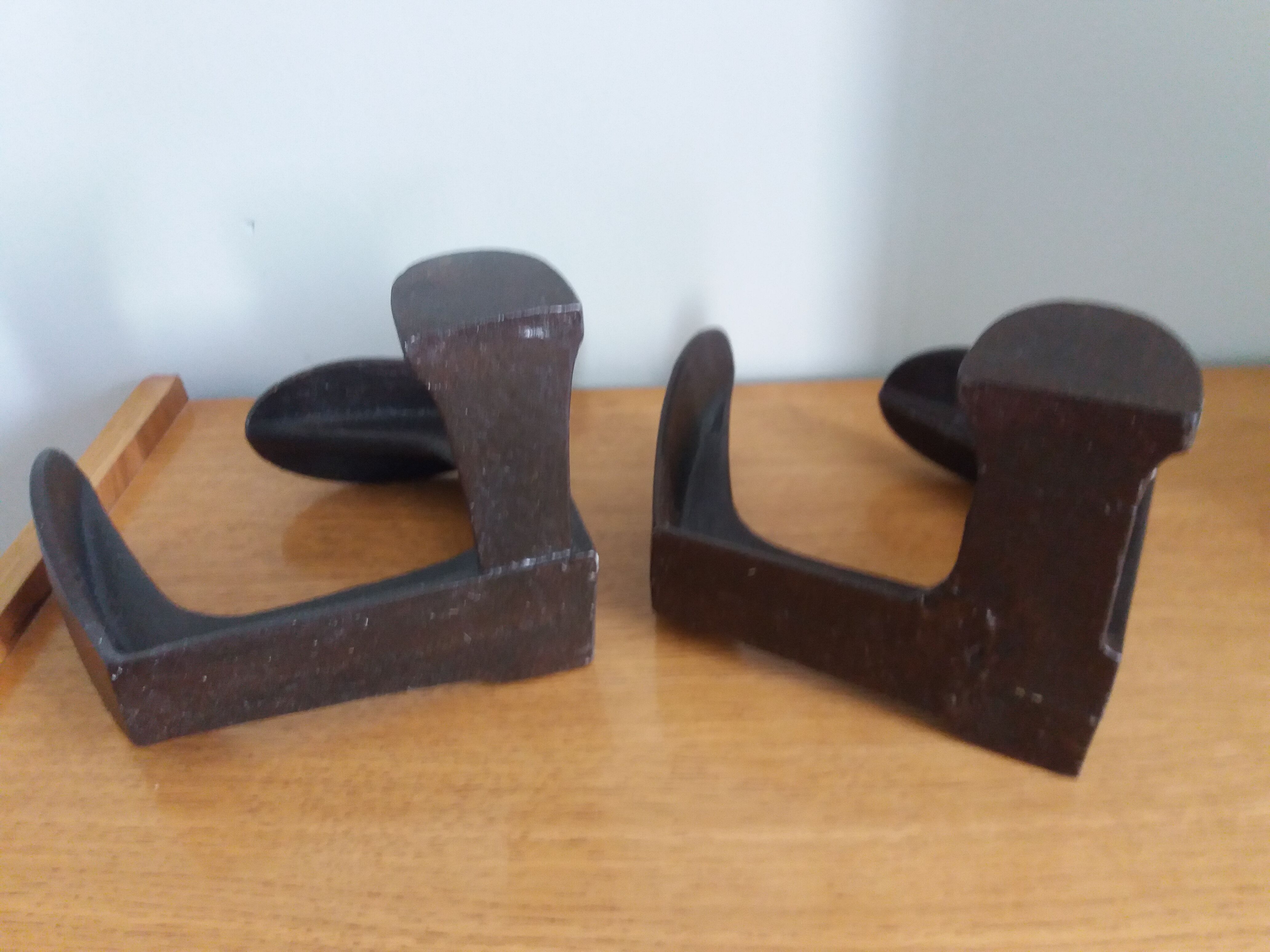 Industrial style bookends shoe shape