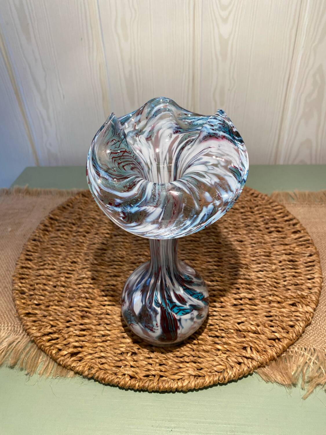 Marbled blown glass vase