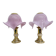Ensemble de 2 lampes de table en verre de Murano rose avec des détails en albâtre, années 1970.
