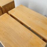 Pair of pine stools or bedside tables, mountain furniture, 1950s